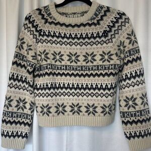Kith boys Cream and Black Patterned Sweater size 10/11